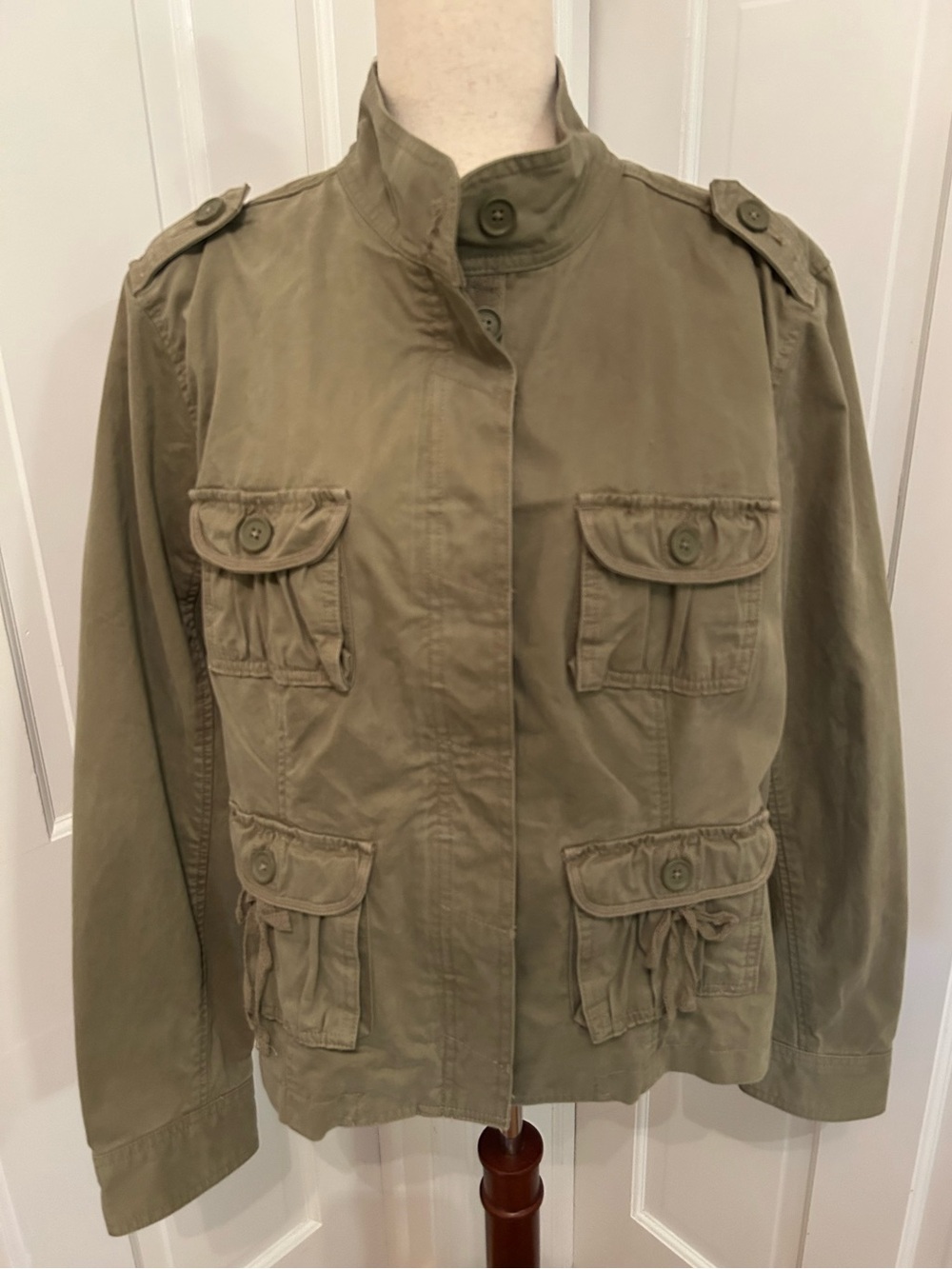 TOMMY HILFIGER NEW Utility Jacket Olive Green Military Cargo Feminine XL NWT